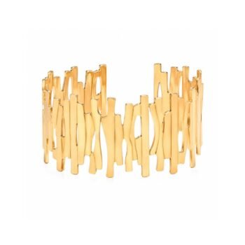 18K Gold Plated Sculptural Abstract Wide Cuff