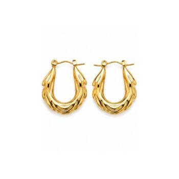 18K Gold Plated Sculptural U-Hoop Earrings