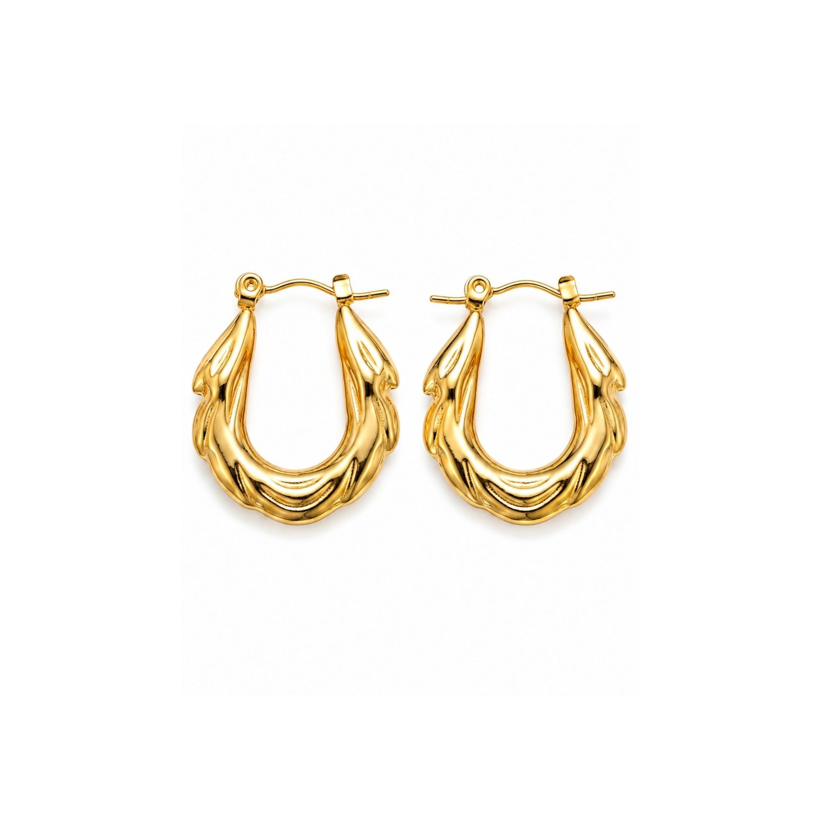 109 18K Gold Plated Sculptural U-Hoop Earrings