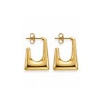 18K Gold Plated Rectangular C-Hoop Earrings