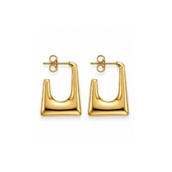 18K Gold Plated Rectangular C-Hoop Earrings
