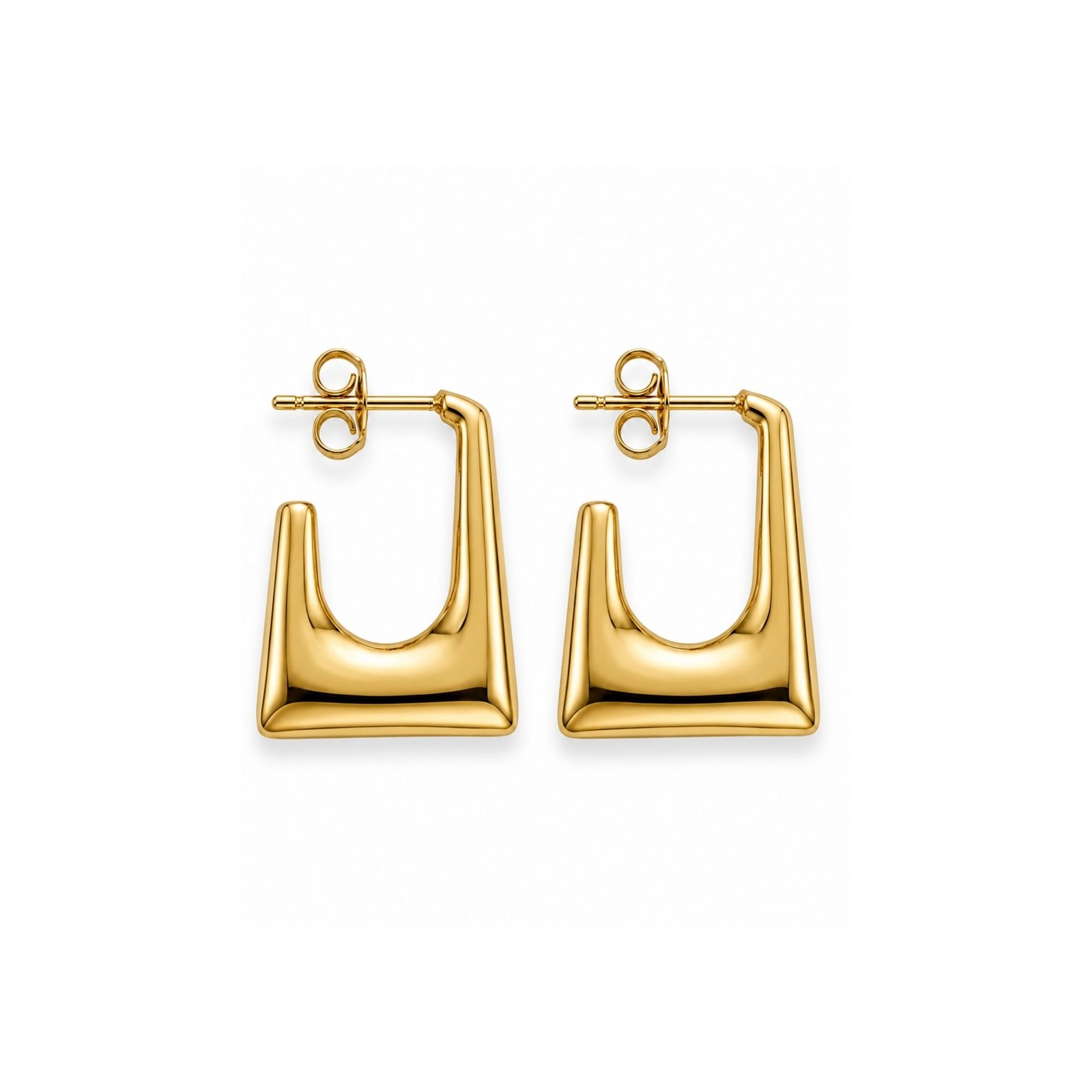 113 18K Gold Plated Rectangular C-Hoop Earrings