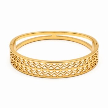 18K Gold Plated Chevron Cutout Bangle Bracelet