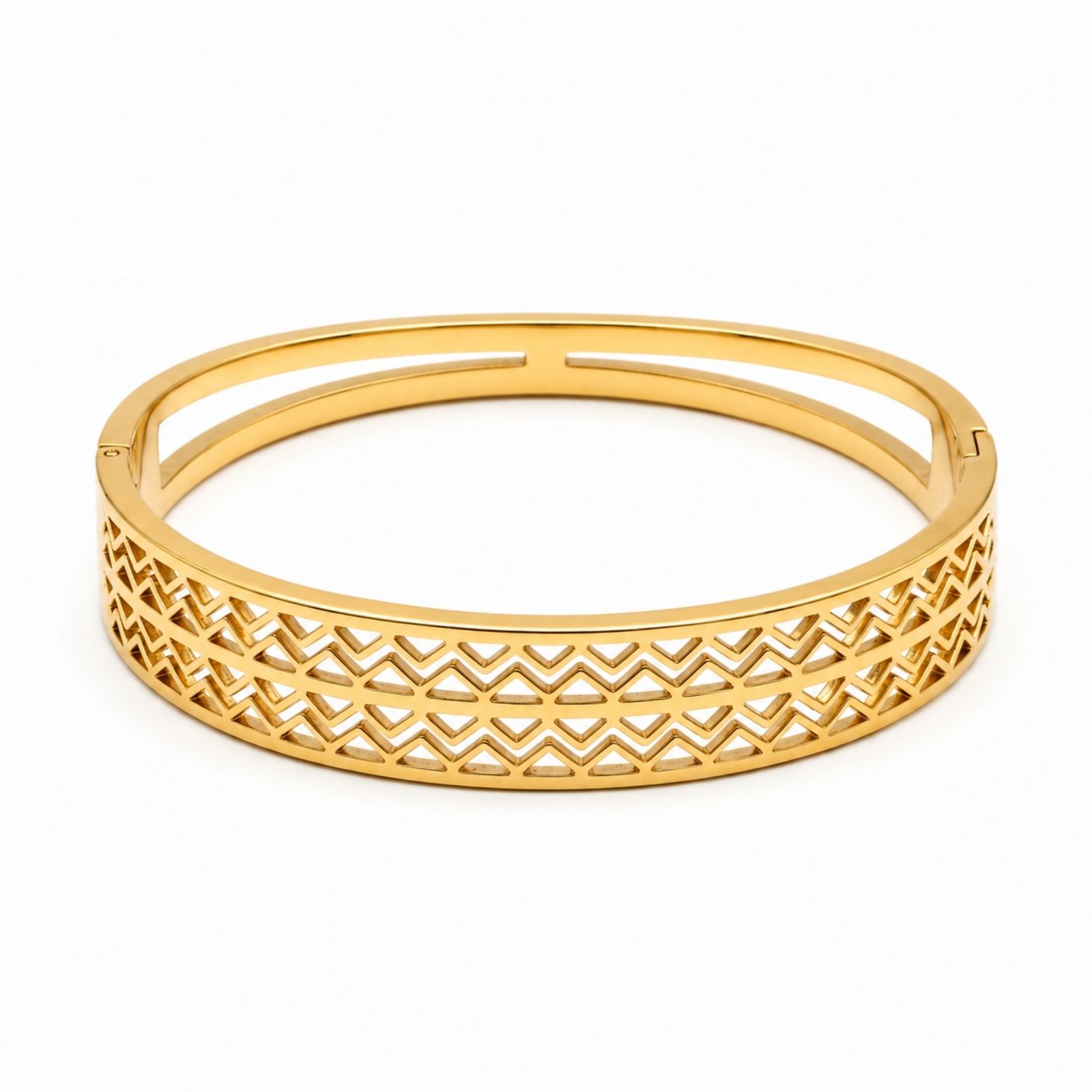 118 18K Gold Plated Chevron Cutout Bangle Bracelet