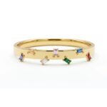 18K Gold Plated Rainbow Baguette Gemstone Bangle