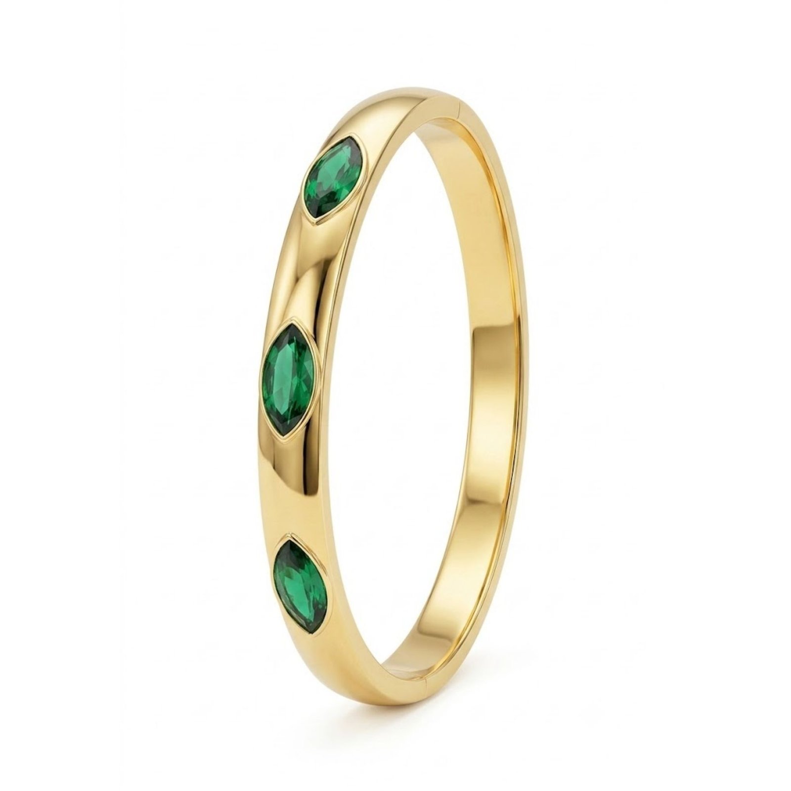 127 18K Gold Plated Emerald Marquise Gemstone Bangle