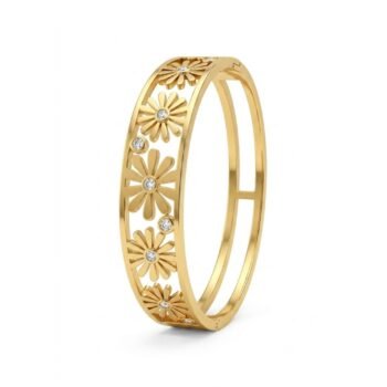 YouGorgeous 18K Gold Plated Floral Cut-Out Daisy Hinged Bangle