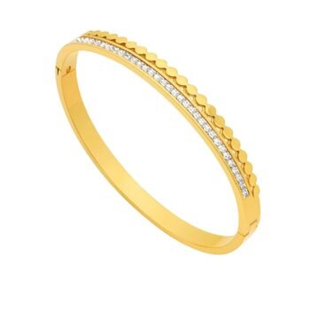 ougorgeous 18K gold plated double layer CZ and beaded hinged bangle bracelet