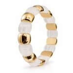 White Resin & Gold Bead Stretch Bracelet