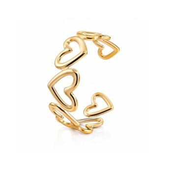 18K Gold Plated Openwork Heart Cuff Bracelet