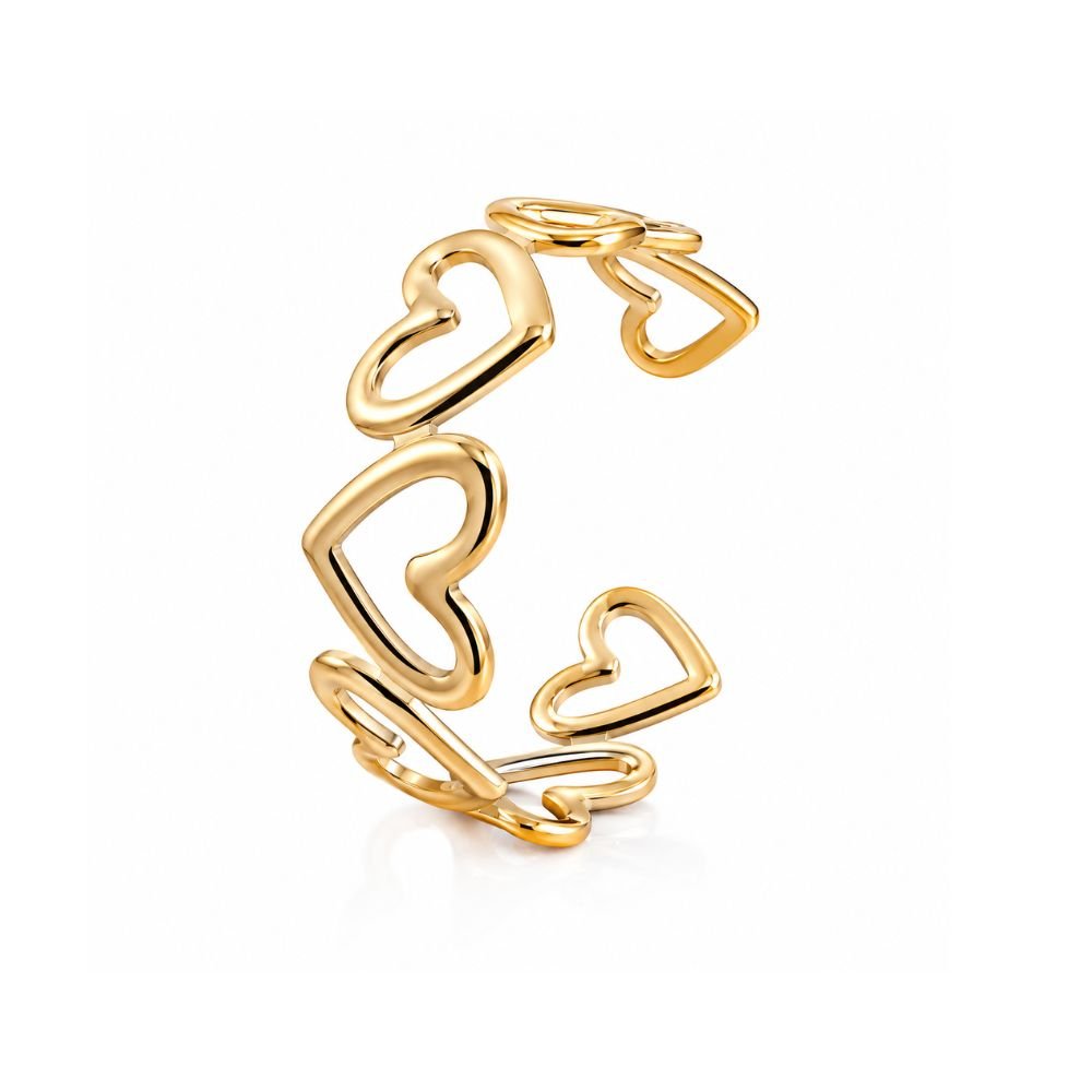 22 18K Gold Plated Openwork Heart Cuff Bracelet