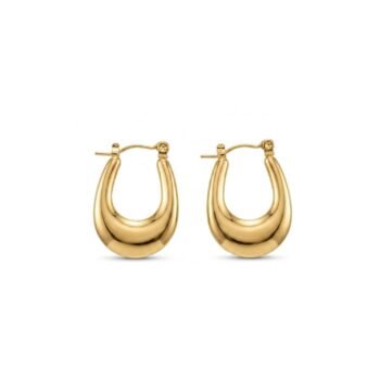 18K Gold Plated Chunky Oval U-Hoop Earrings