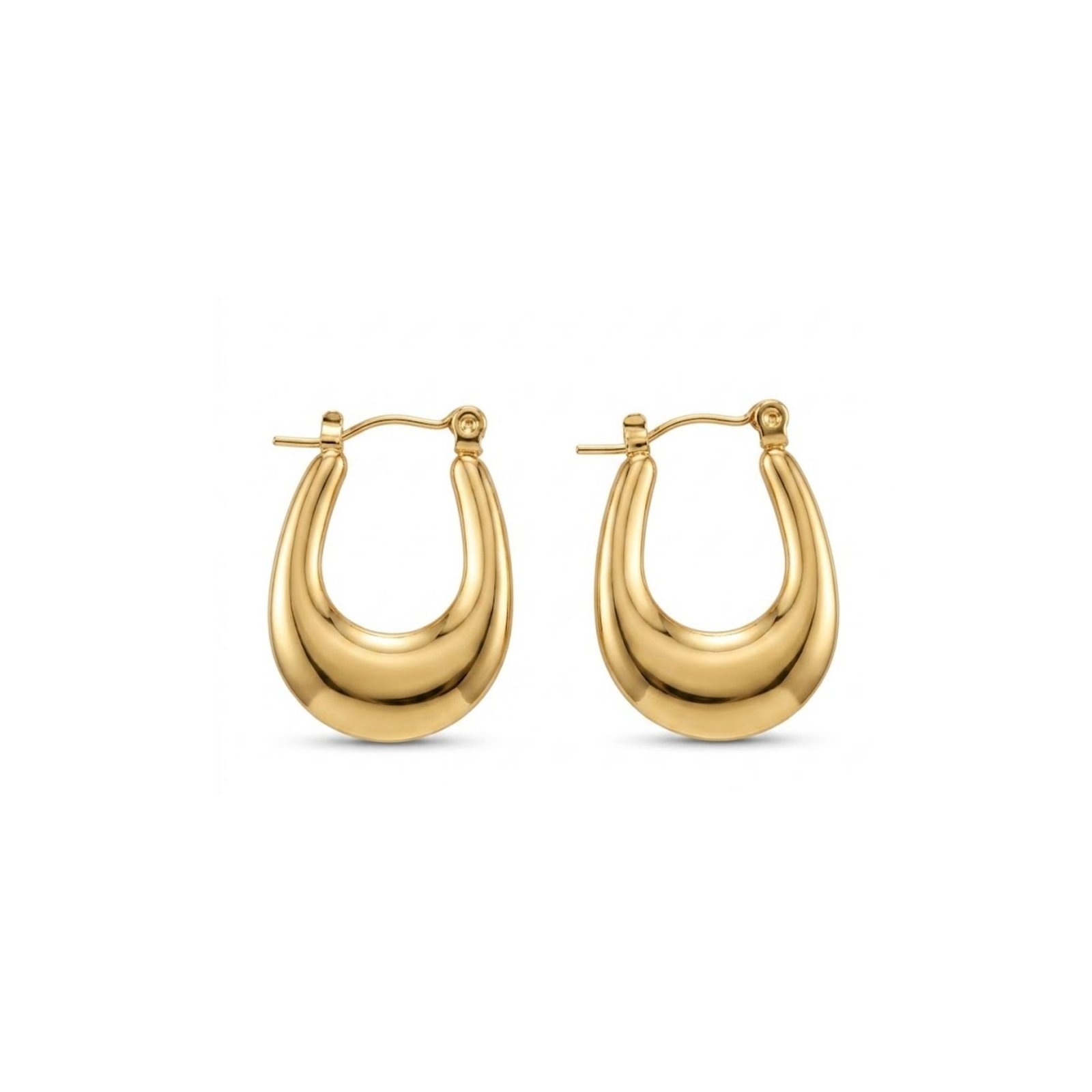 62 18K Gold Plated Chunky Oval U-Hoop Earrings