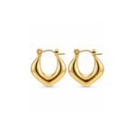 18K Gold Plated Sculptural V-Heart Hoop Earrings