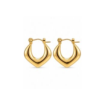 18K Gold Plated Sculptural V-Heart Hoop Earrings
