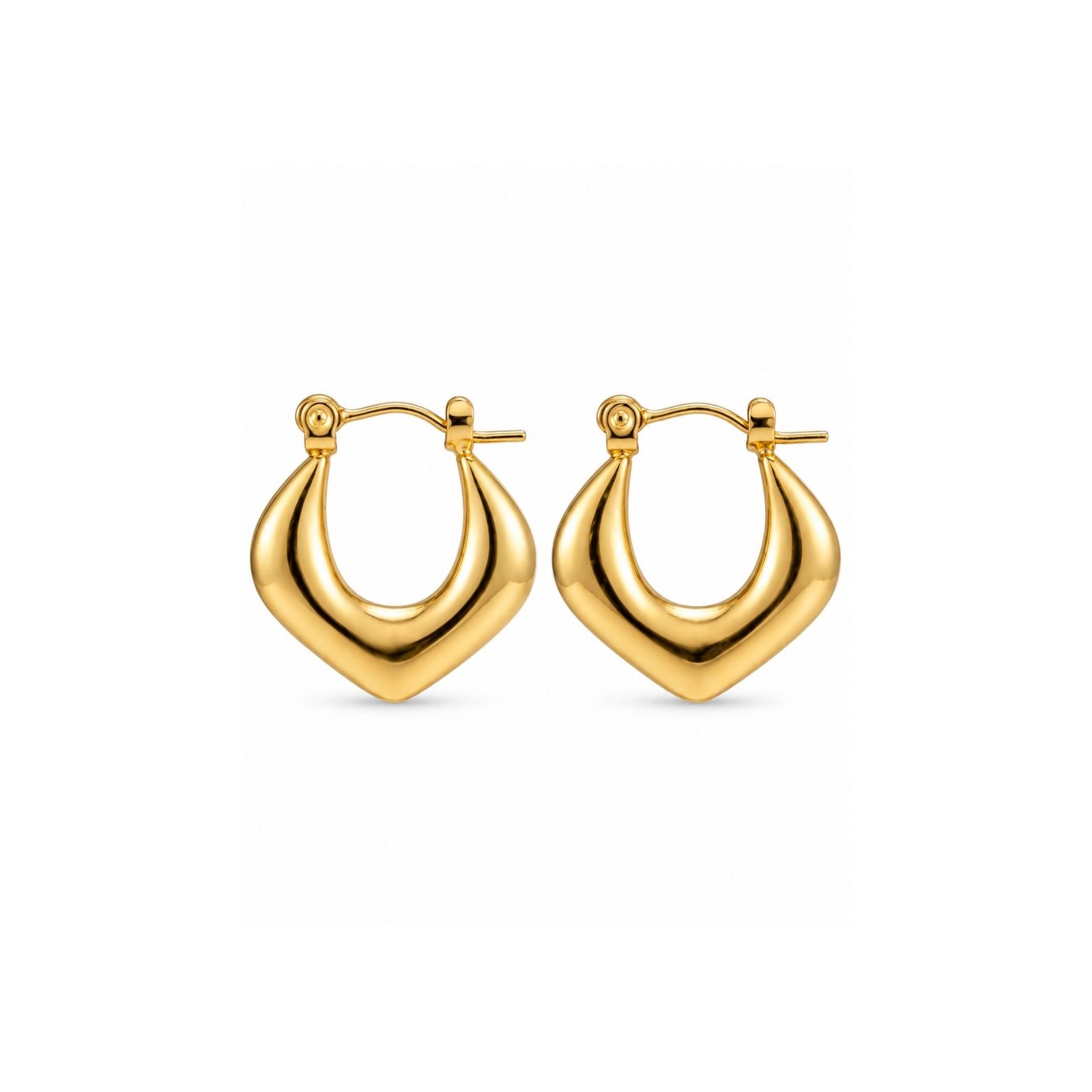 68 18K Gold Plated Sculptural V-Heart Hoop Earrings