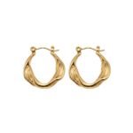 18K Gold Plated Organic Wave Hoop Earrings