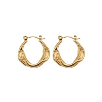 18K Gold Plated Organic Wave Hoop Earrings