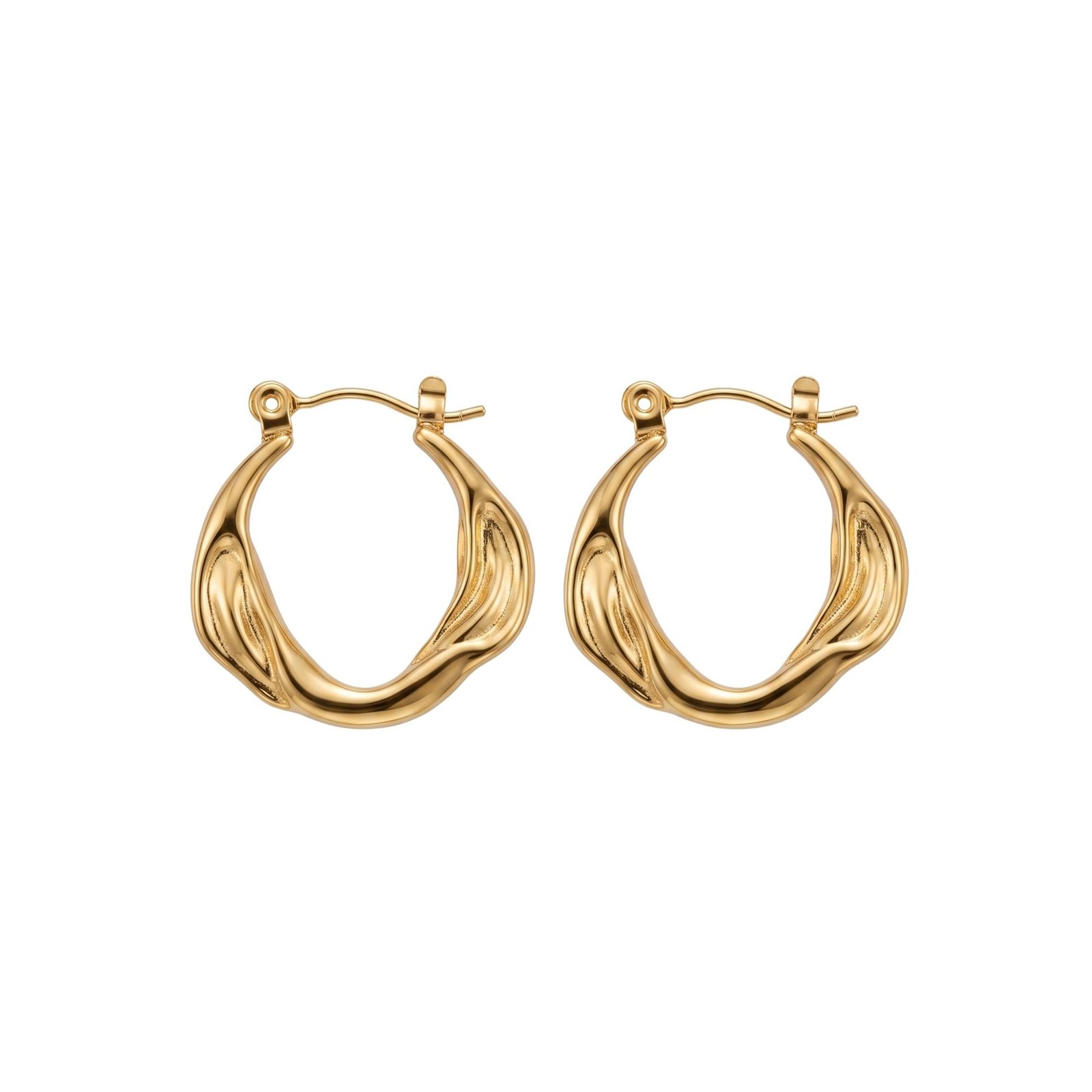 81 18K Gold Plated Organic Wave Hoop Earrings
