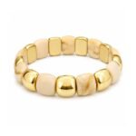 Marbled Resin & Gold Bead Stretch Bracelet
