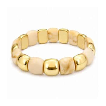 Marbled Resin & Gold Bead Stretch Bracelet