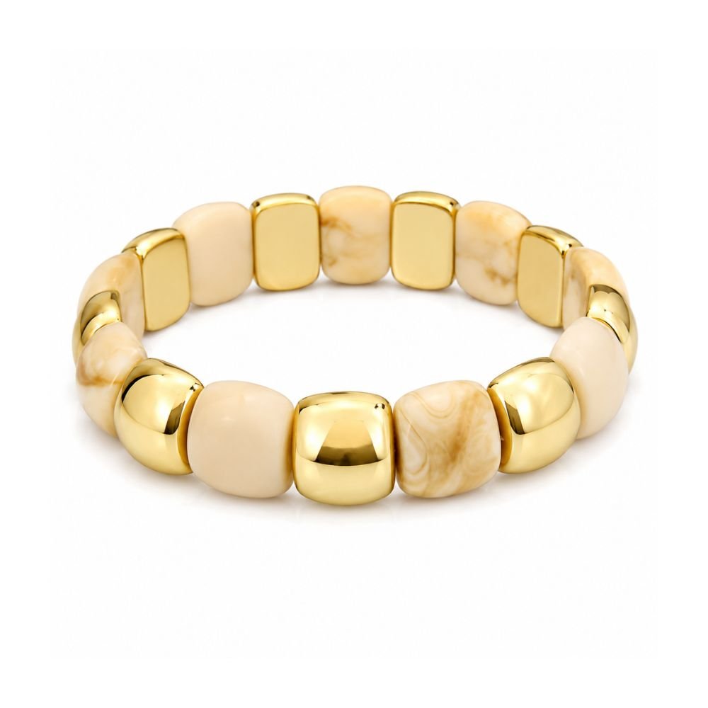 9 Marbled Resin & Gold Bead Stretch Bracelet