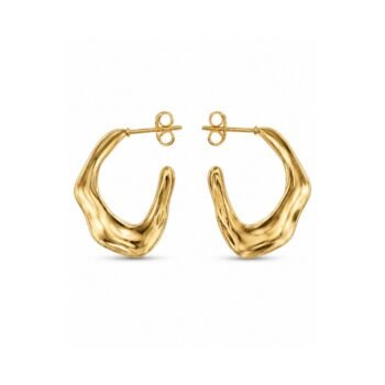 18K Gold Plated Ribbed Shell Hoop Earrings