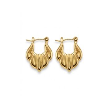 YouGorgeous™ 18K Gold Plated Scalloped Fan Huggie Hoop Earrings