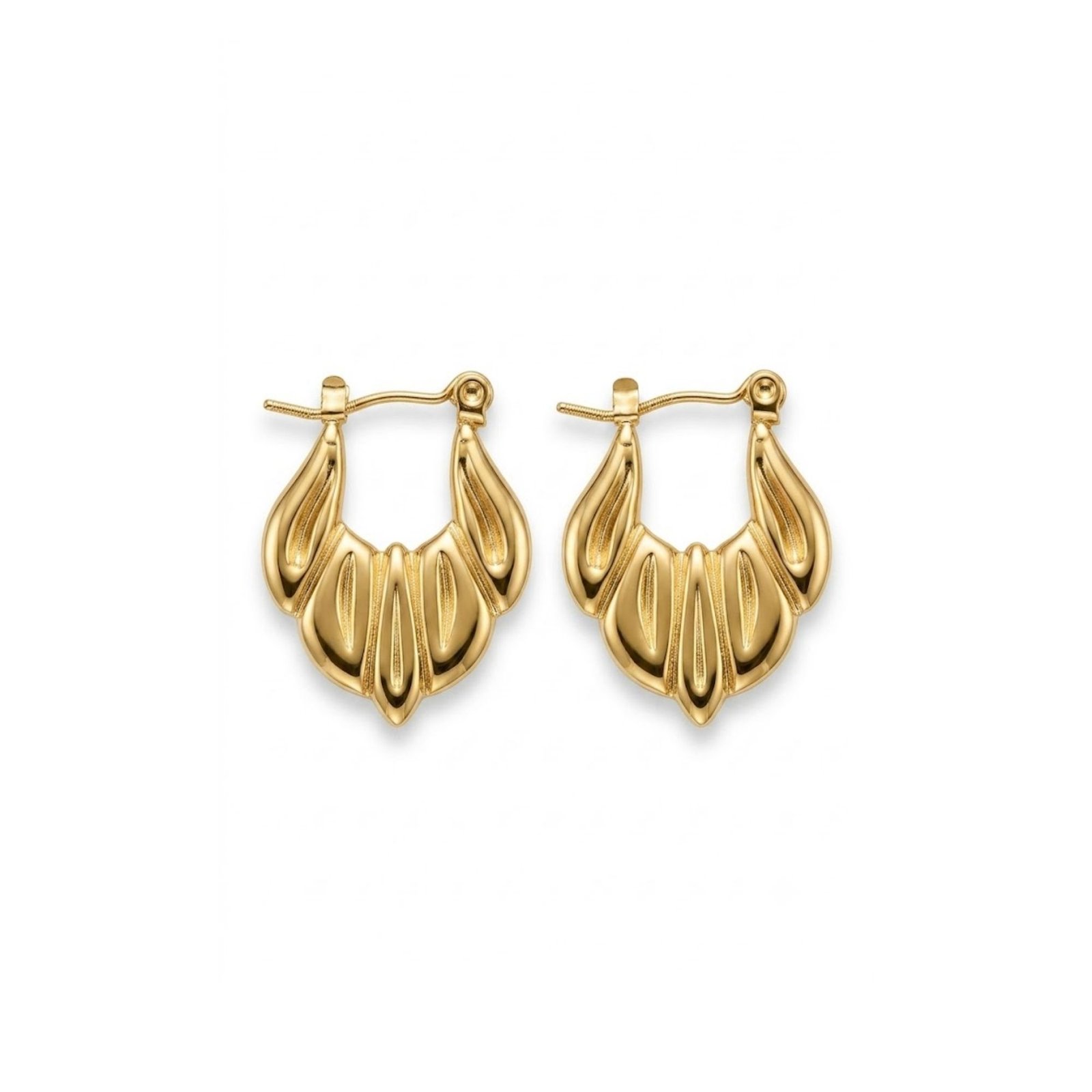 96 YouGorgeous™ 18K Gold Plated Scalloped Fan Huggie Hoop Earrings
