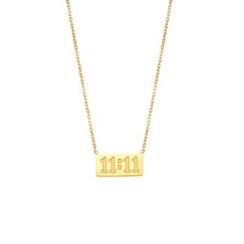 Yougorgeous 18K gold plated square 11:11 angel number bar pendant necklace on a delicate gold cable chain