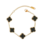 Yougorgeous 18K gold plated 5-motif black lucky clover station bracelet