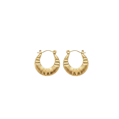 yg YouGorgeous™ 18K Gold Plated Ribbed Crescent Hoop Earrings