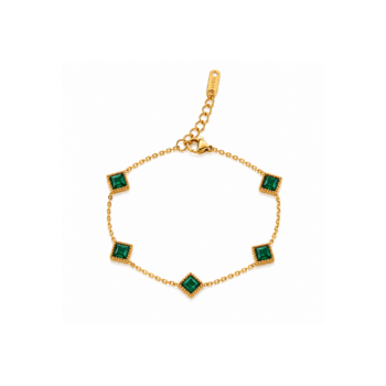 Buy 18K Gold Plated Emerald Green Rhombus Station Bracelet | Waterproof & Anti-Tarnish – Yougorgeous™