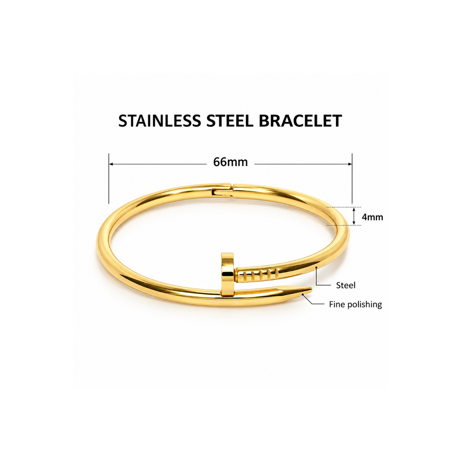 Water droplets beading over anti-tarnish waterproof 18K PVD gold plain nail bangle Water droplets beading over anti-tarnish waterproof 18K PVD gold plain nail bangle