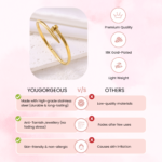 Yougorgeous 18K gold plain nail bangle with curved silhouette on white background