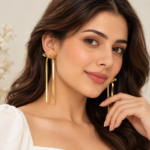 Yougorgeous 18K gold plated snake chain bow drop earrings on white background