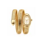 Yougorgeous 18K gold plated Serpenti crystal bezel coil wrap watch bracelet