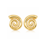 Yougorgeous 18K gold plated sculptural spiral stud earrings on white background