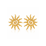 Yougorgeous 18K gold plated textured sunburst spiral stud earrings on white background