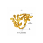 olive leaf adjustable ring, gold leaf ring, olive branch ring, laurel wreath ring, botanical leaf ring, bypass wrap ring, adjustable gold band, 18k pvd gold, 316l stainless steel, waterproof jewellery, anti-tarnish ring, hypoallergenic ring, demi fine jewellery, grecian jewellery, nature inspired jewellery, stacking ring, graduation gift, birthday gift for her, anniversary gift for wife, university student jewellery, working women accessories