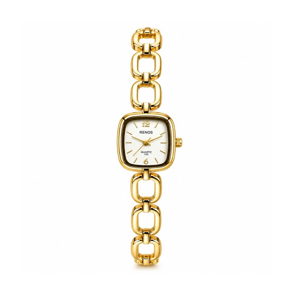 23 Yougorgeous 18K gold plated vintage cushion dial chain link watch bracelet for women