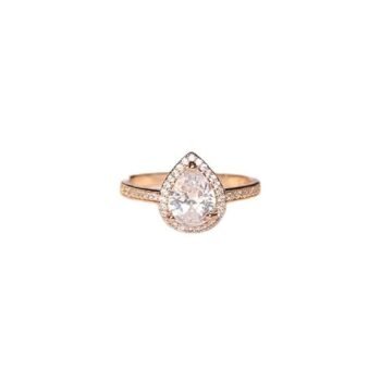 Buy 18K Gold Plated Pear Cut Halo CZ Solitaire Ring | Waterproof & Anti-Tarnish – Yougorgeous™