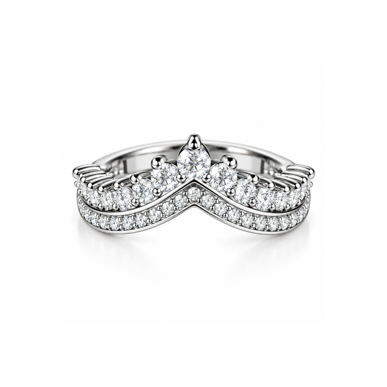 Model wearing Yougorgeous adjustable crystal tiara ring stacked on index finger Model wearing Yougorgeous adjustable crystal tiara ring stacked on index finger