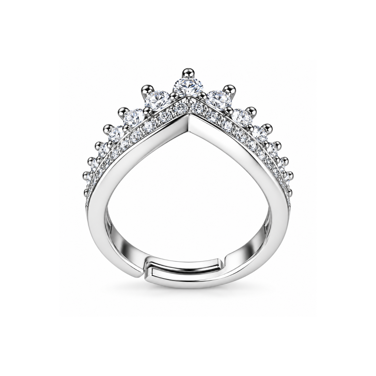Overlapping adjustable open band in hypoallergenic 316L stainless steel on crystal tiara ring Overlapping adjustable open band in hypoallergenic 316L stainless steel on crystal tiara ring