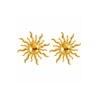 Yougorgeous 18K gold plated celestial sunburst stud earrings on white background