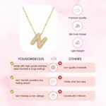 Yougorgeous 18K gold bubble letter N necklace with crystal pavé on white background