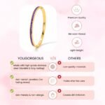 Purple crystal tennis bangle, pink crystal bangle, channel set Purple Bracelet, gold tennis bracelet, oval hinged cuff, baguette crystal bracelet, 18k pvd gold, 316l stainless steel, waterproof jewellery, anti-tarnish bracelet, hypoallergenic bracelet, demi fine jewellery, barbiecore pink, stacking cuff, birthday gift for her, anniversary gift for wife, university student jewellery, working women accessories