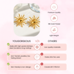 Yougorgeous 18K gold plated celestial sunburst stud earrings on white background