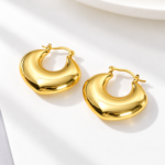 Yougorgeous 18K gold plated chunky heart hoop earrings on white background