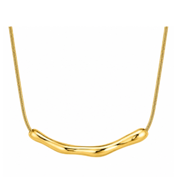 Yougorgeous 18K gold plated molten wave bar necklace on round snake chain